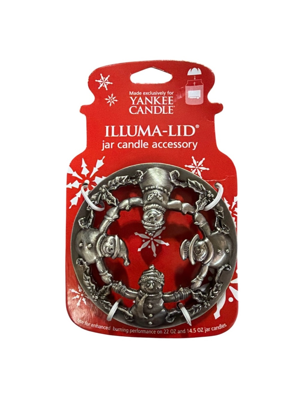 Yankee Candle Illuma-Lid Snowman Metal Jar Candle Topper 22 oz 14.5 oz NIP